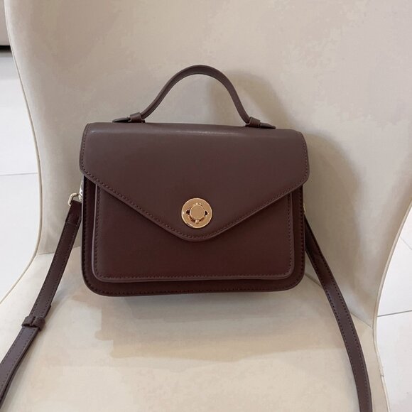 ✨ NEW! Elegant Dark Brown Leather Look Satchel Bag ✨ - Picture 6 of 7
